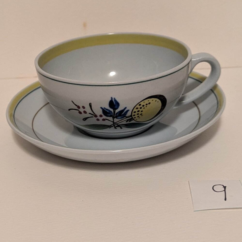 Vintage Handpainted Arabia Finland Windflower Teacup and Saucer with Flaw